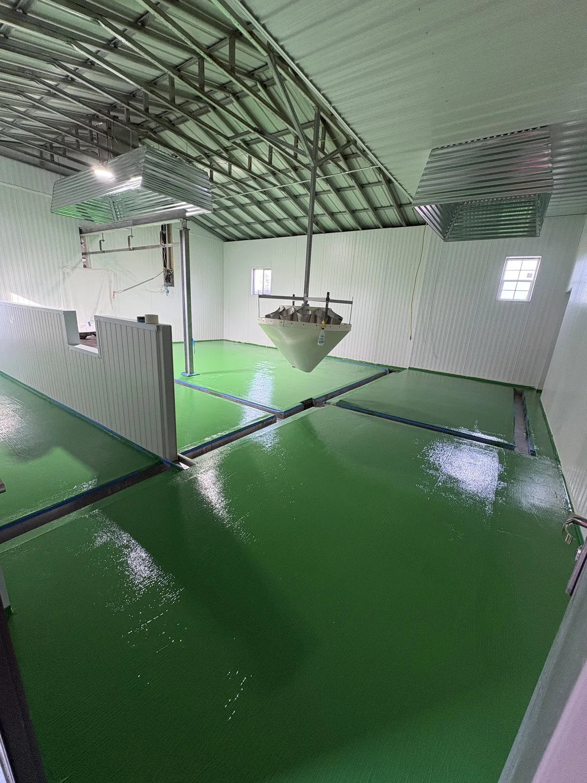 Completed glossy green floor transformation