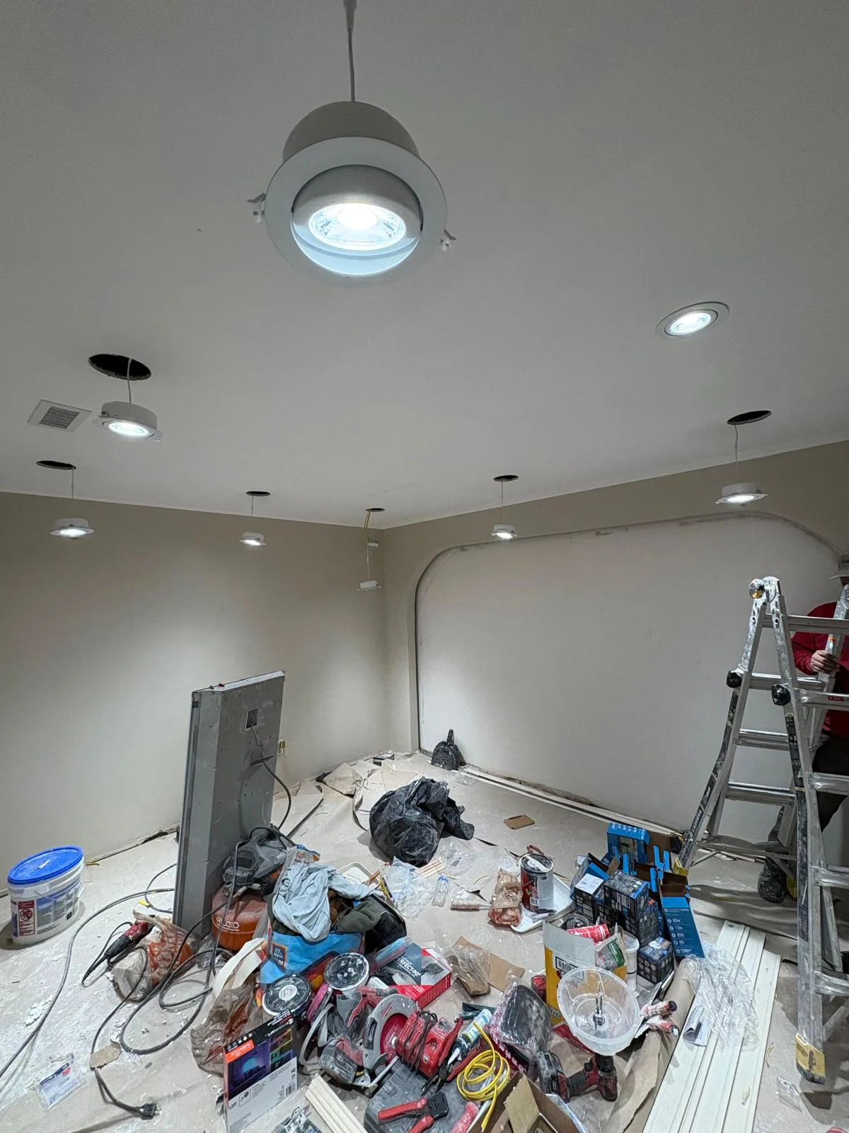 Interior ceiling and lighting finish work