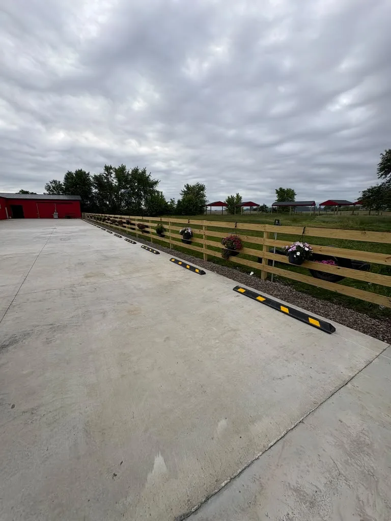 Second view of completed concrete driveway area
