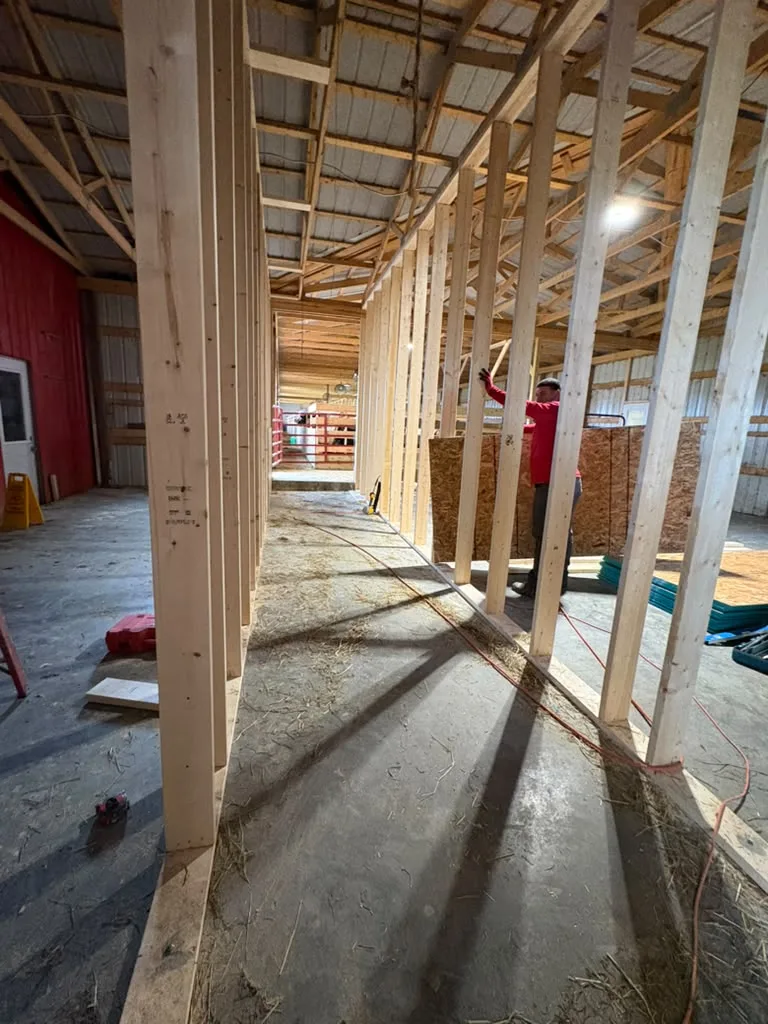 Interior framing during a remodeling project