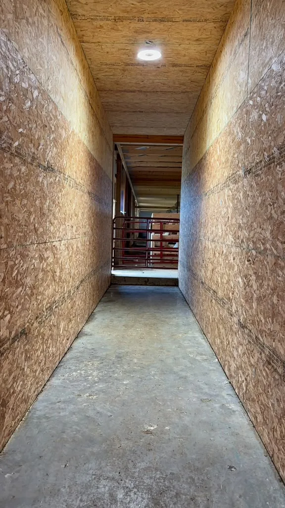 Framed corridor under construction