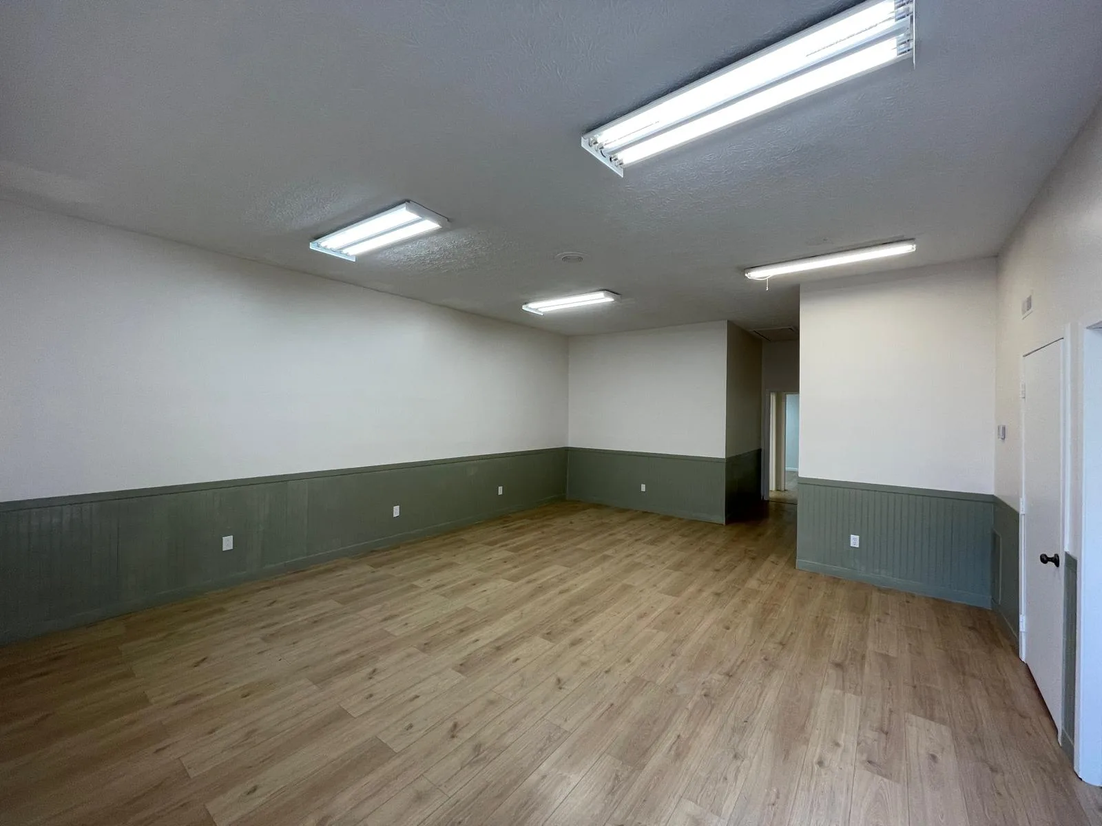 Completed interior renovation with finished floor and walls
