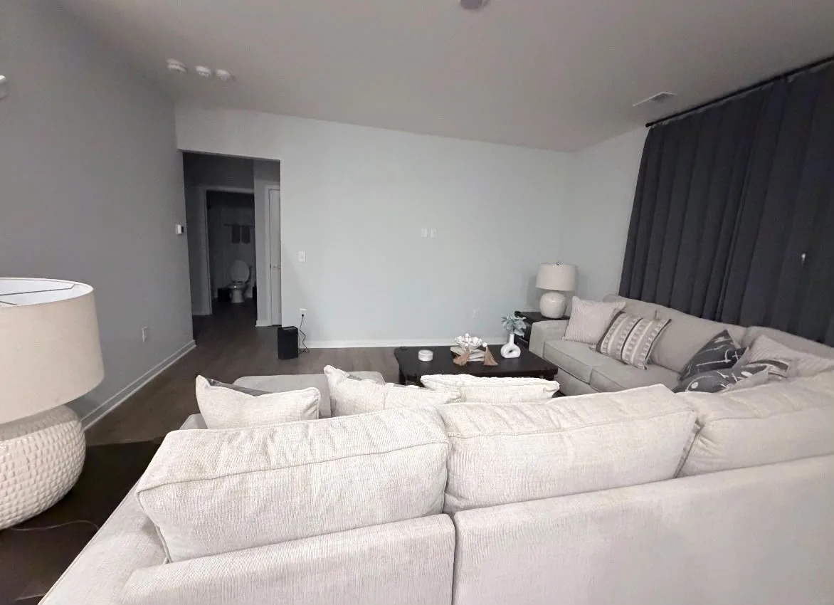 Living room interior before feature wall completion